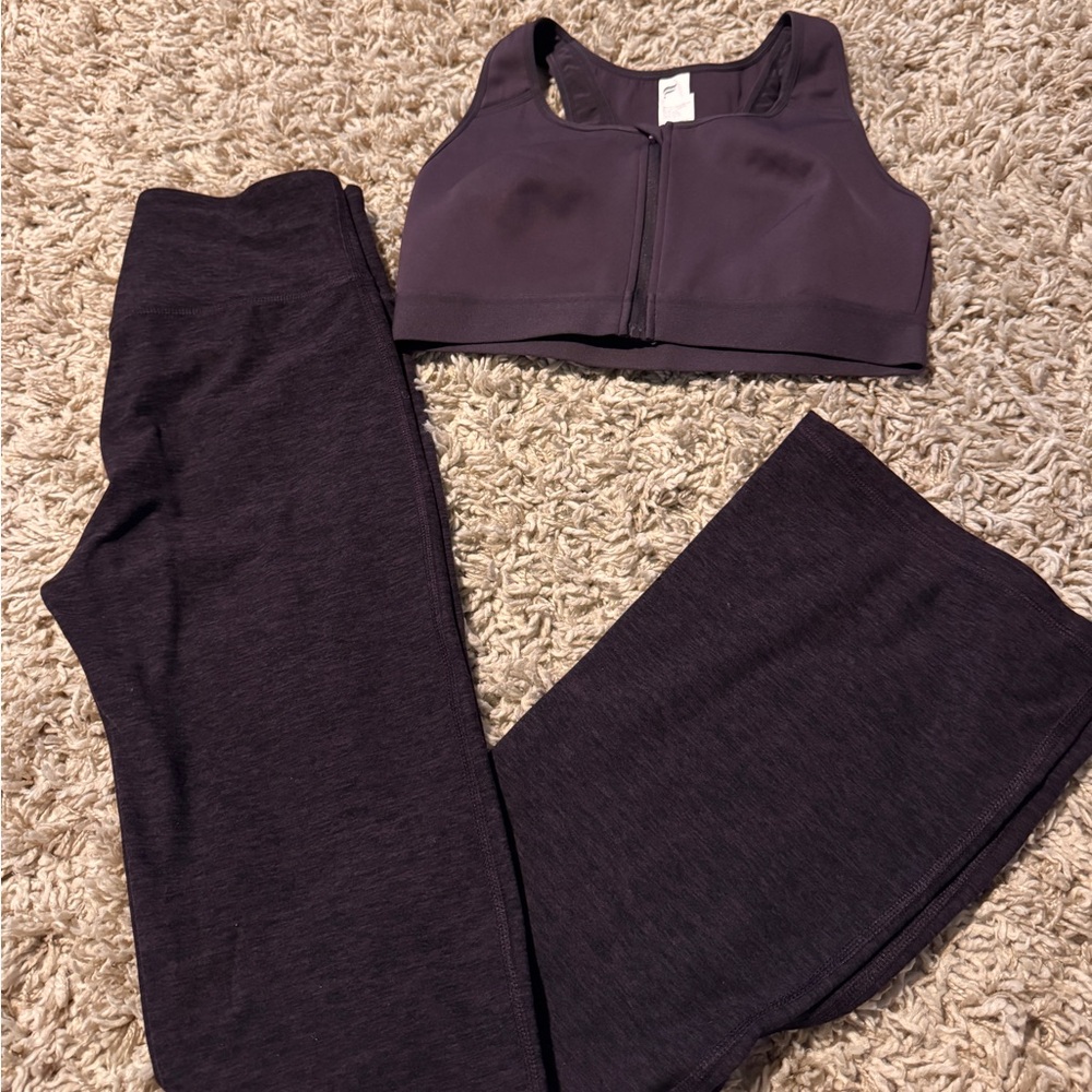 Fabletics Purple Activewear Flare Leggings Set